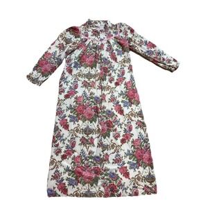 Vintage Appel floral zip down house coat robe womens 80s pocket multi color Sz M